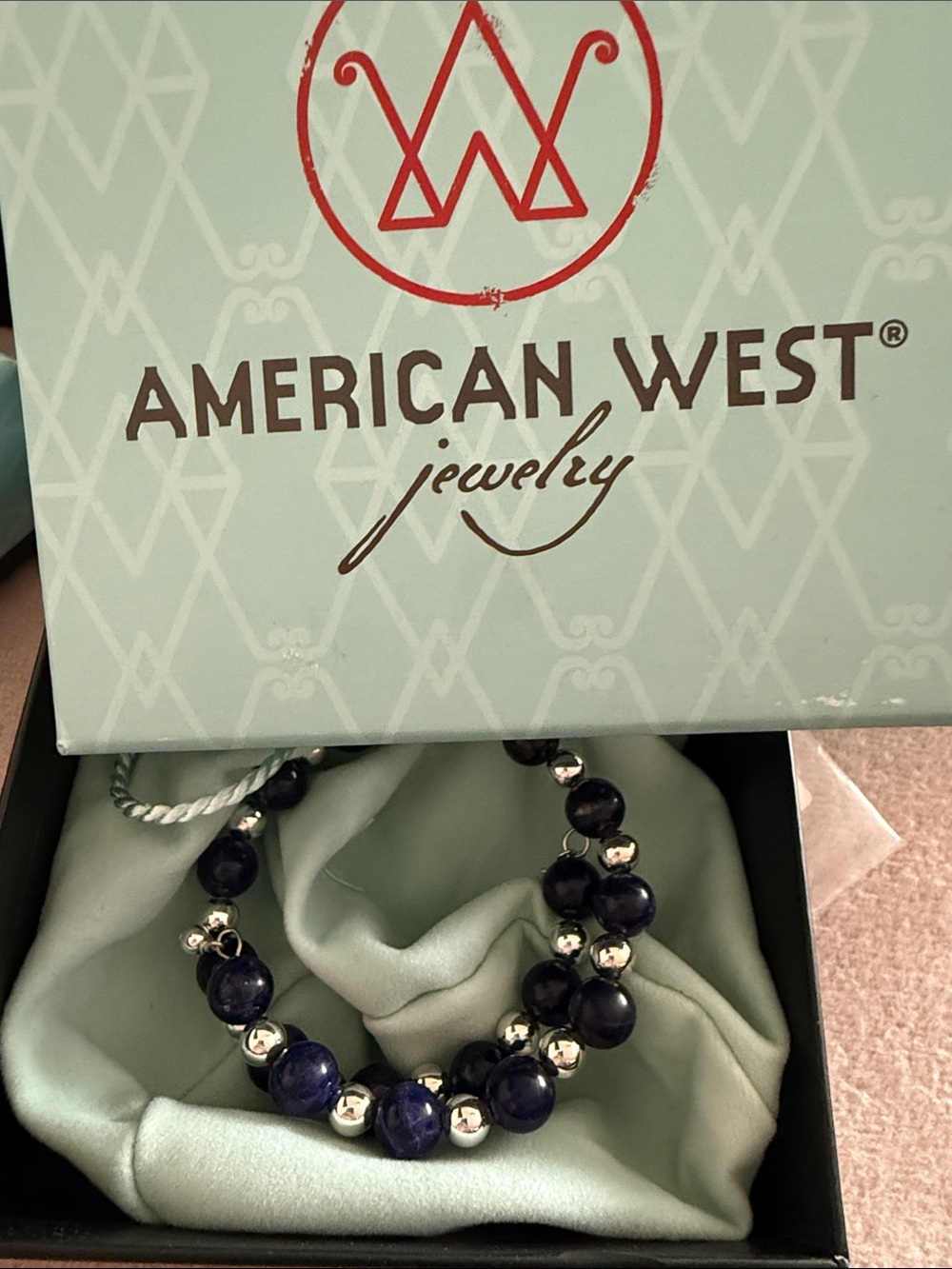 American West Lapis and Silver Wrap Beaded Bracelet